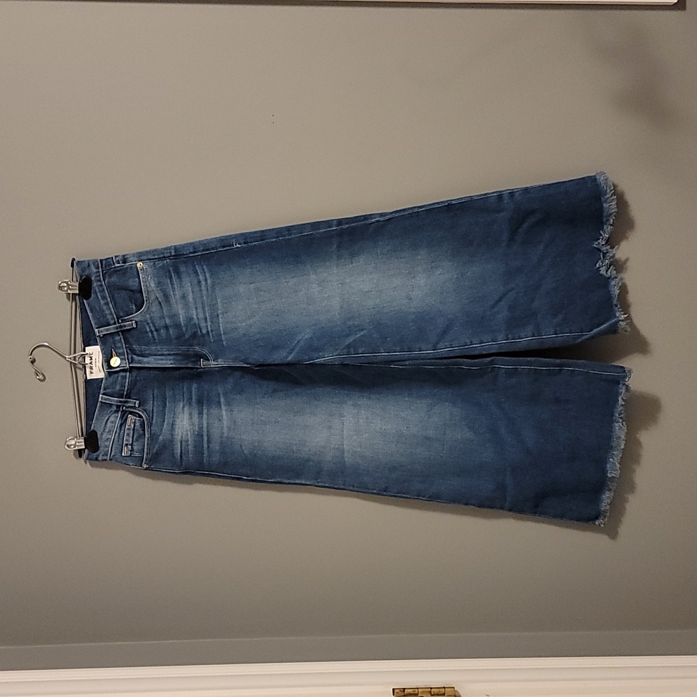 Frame Denim Crop Wide Leg Jeans